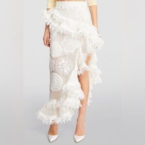 Zimmermann Ivory Asymmetrical Lace Skirt